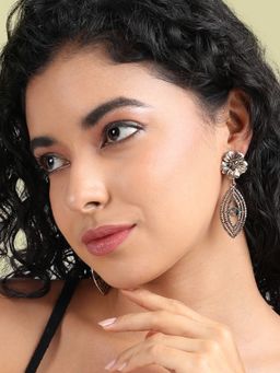 Sohi - Womens Hanging Eye Flora Drop Earrings - Gold