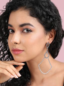 Sohi - Womens Maxi Textured Drop Earrings - Silver