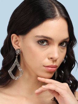 Sohi - Womens Intricate Cluster Anchor Drop Earrings - Dark Silver