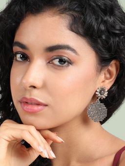 Sohi - Womens Daisy Circular Cluster Drop Earrings - Gold