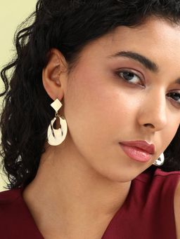 Sohi - Womens Textured Teardrop Drop Earrings - Gold