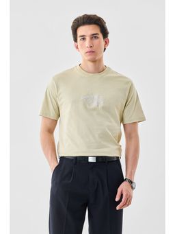 Snitch - Light Yellow Embroidery Half Sleeves Regular Casual T-Shirt