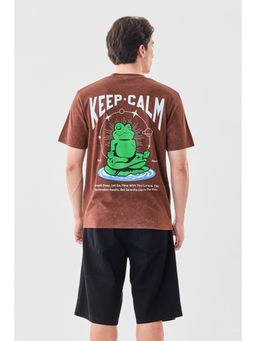 Snitch - Brown Graphic Half Sleeves Regular Casual T-Shirt