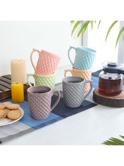 Ceradeco - CDI Matt Shaped 6 Pcs Assorted Coloured Tea-Coffee-Milk Mugs