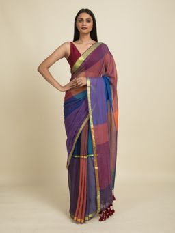 Suta - Multi-Color Plaid Mul Cotton Saree