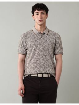 AD By Arvind - Brown Geometric Printed Slim Fit Polo Shirt