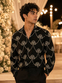 CAHOOT - Men Black Viscose Blend Shirt