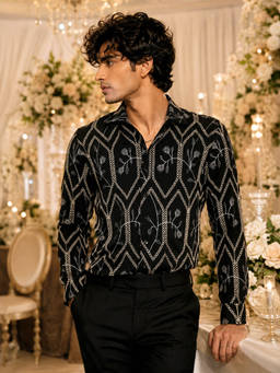 CAHOOT - Men Black Viscose Blend Shirt