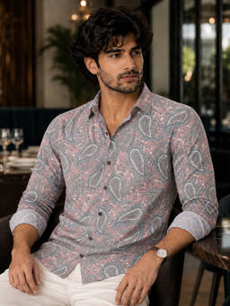 CAHOOT - Men Grey Rayon Blend Shirt