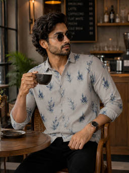 CAHOOT - Men Grey Blended Shirt