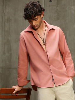CAHOOT - Men Pink Linen Blend Shirt