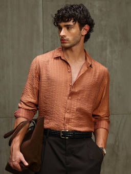 CAHOOT - Men Orange Viscose Blend Shirt