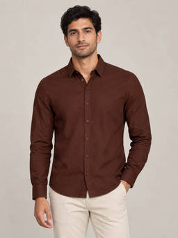 CAHOOT - Men Brown Cotton Shirt