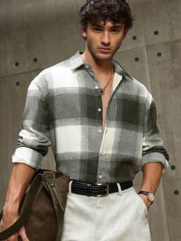 CAHOOT - Men Green Cotton Blend Shirt