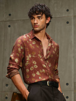 CAHOOT - Men Brown Polyester Blend Shirt