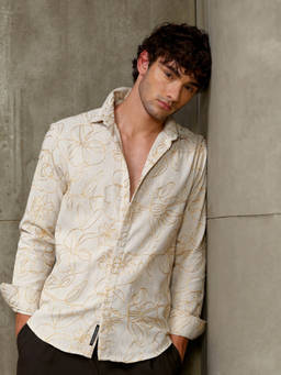 CAHOOT - Men Beige Cotton Blend Shirt