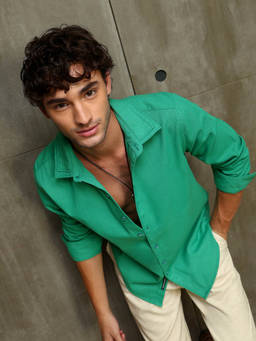 CAHOOT - Men Green Cotton Linen Blend Shirt