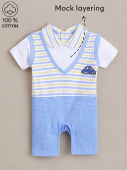 Hopscotch - Unisex Multi-Color Preppy Layered Cotton Romper