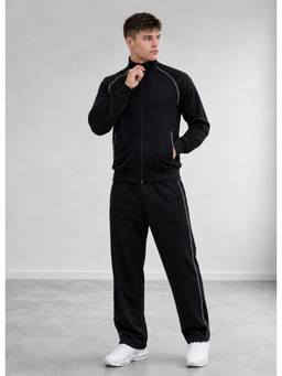 Kvetoo - Winter Men Full Zipper Full Sleeve Black Jacket with Pant