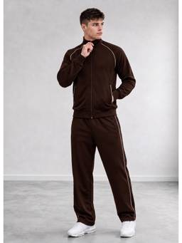 Kvetoo - Winter Men Full Zipper Full Sleeve Brown Jacket with Pant