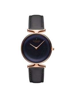 Nordgreen - Unika Rainbow Black Dial With Black Leather Watch Strap For Women