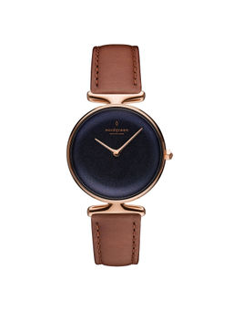 Nordgreen - Unika Rainbow Black Dial With Brown Leather Watch Strap For Women