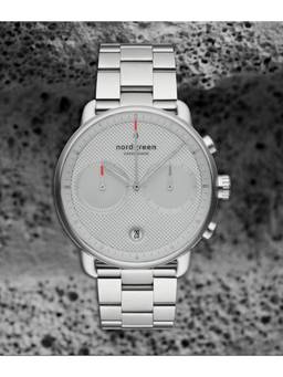 Nordgreen - Pioneer 42mm Textured Grey Dial with 3 Link Silver Strap