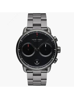 Nordgreen - Pioneer 42mm Textured Black Dial with 3 Link Gun Metal Strap