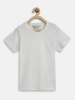 Tales & Stories - Boys White Cotton Solid T-shirt
