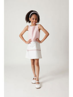 One Friday - Girls Pink A-Line Sleeveless Textured Dress