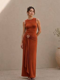 AAREIN - Rust Embellished Maxi Dress