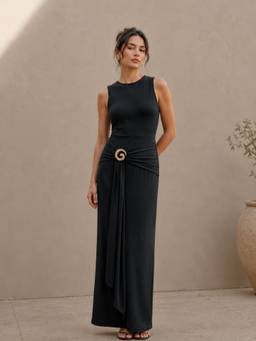 AAREIN - Black Embellished Maxi Dress