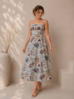 AAREIN - Cream Printed Midi Dress