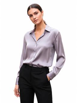 AM SWAN - Women's Premium Regular Fit Solid Satin Mauve Shirt