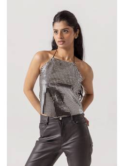 PAST MODERN - Nargis Halter Neck Silver Top