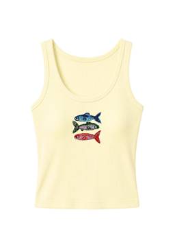 PAST MODERN - Fishes Yellow Tank Top