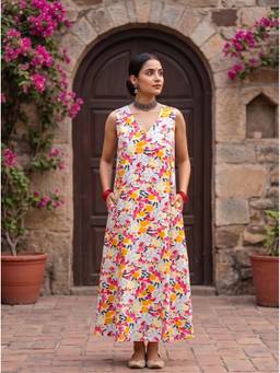 PIMU - V-Neck Multicolor Maxi Dress