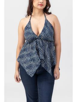 PAST MODERN - Myra Blue Bandhani Top