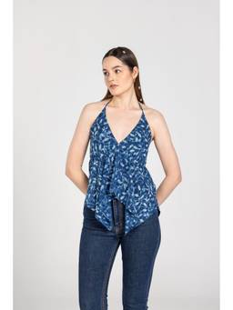 PAST MODERN - Navy Blue Halter Top
