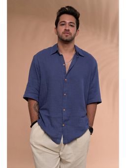 Tanoti - Neer Half Sleeve Blue Shirt
