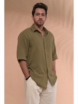 Tanoti - Neer Half Sleeve Olive Shirt