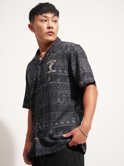 HIGHLANDER - Men Black Printed Casual Shirt