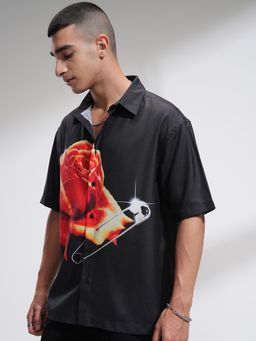 HIGHLANDER - Men Black Printed Casual Shirt