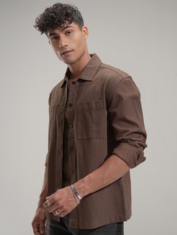 HIGHLANDER - Men Brown Solid Casual Shirt
