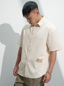 HIGHLANDER - Men Cream Solid Casual Shirt