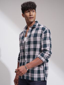 HIGHLANDER - Men Teal Checks Casual Shirt