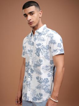 HIGHLANDER - Men White Floral Casual Shirt