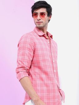 HIGHLANDER - Men Pink Checks Casual Shirt