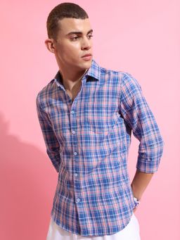 HIGHLANDER - Men Blue Checks Casual Shirt