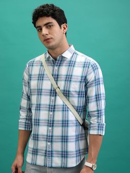 HIGHLANDER - Men White Checks Casual Shirt